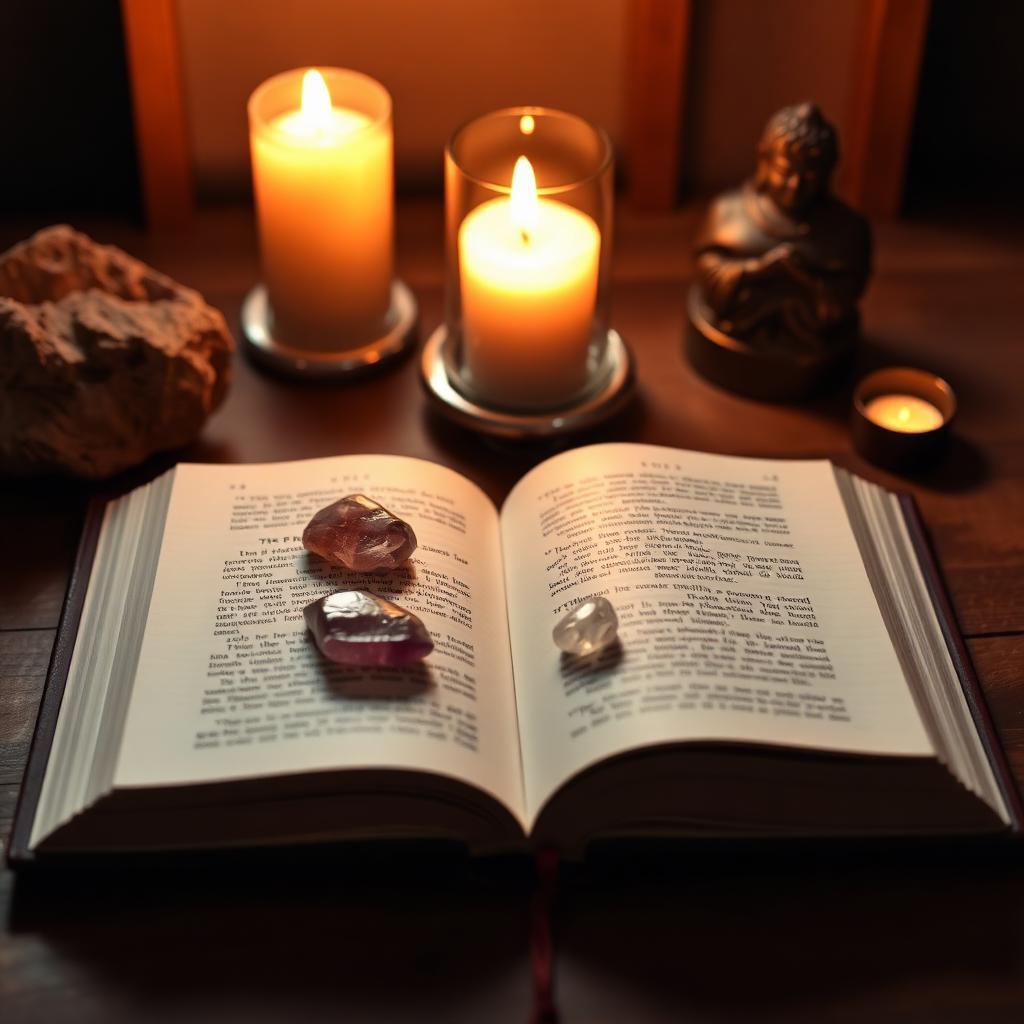 Altar com livro de Cura Prânica
